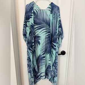 Blue and Green Tropical Kimono